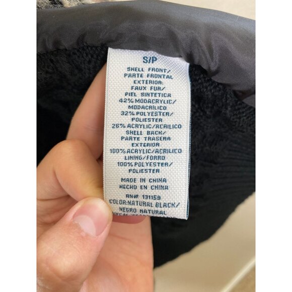 Sebby Womens Faux Fur Open Front Vest Black Brown Cable Knit Back S Polyester - Picture 4 of 7